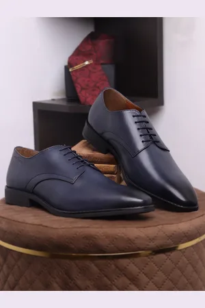LOUIS STITCH Men Blue Premium Egyptian Crust Leather Formal Derbys