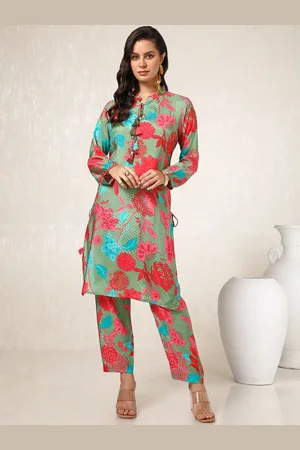 Soch Floral Printed Mandarin Collar long Sleeves Top & Trouser
