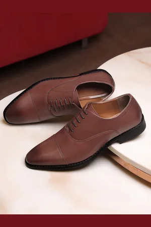 LOUIS STITCH Men Tan Premium Egyptian Crust Leather Formal Derbys