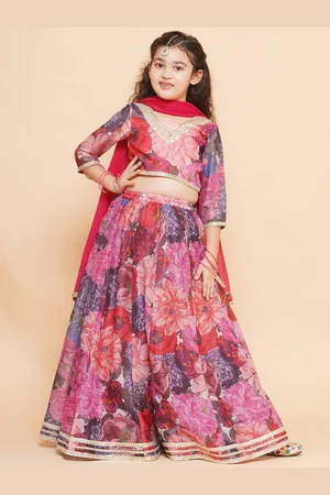 Bhama Girls Printed Ready to Wear Lehenga & Blouse With Dupatta