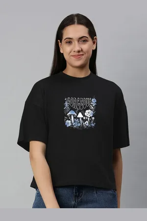 Huetrap Women Floral Drop-Shoulder Sleeves Boxy T-shirt