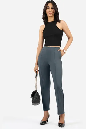 BlissClub Women Straight Fit High-Rise Pleated Trousers
