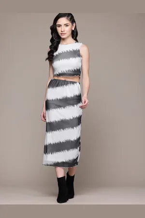 Roadster The Lifestyle Co. Mesh Fabric Striped Co-ord set