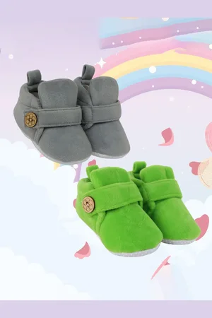 Neska Moda Set Of 2 Unisex Kids Cotton Booties