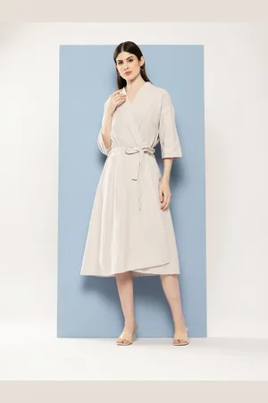 Chemistry Striped Pure Cotton Midi Dress With Belt