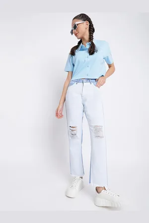 Belliskey Women Blue Casual Fir Collar Shirt