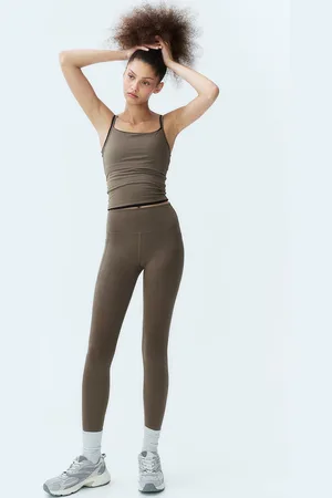 H&M Women Pocket-Detail Sports Leggings In Dry Move
