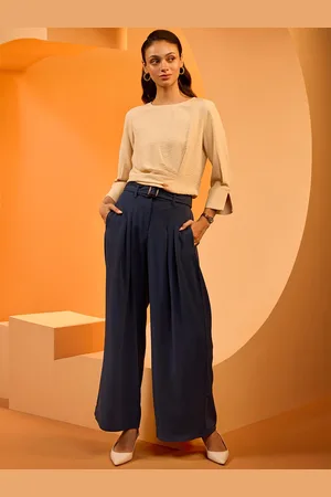 Mast & Harbour Women Belted Pleated Trousers