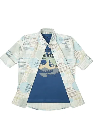 CAVIO Boys Spread Collar Abstract Printed Cotton Casual Shirts & T-Shirt