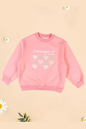 CUTECUMBER Girls Typography Printed Pullover Sweatshirt