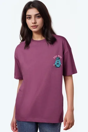 Huetrap Women Printed Drop-Shoulder Sleeves Boxy T-shirt