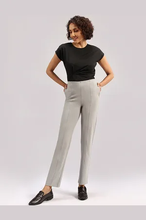 BlissClub Women Straight Fit High-Rise Pleated Trousers