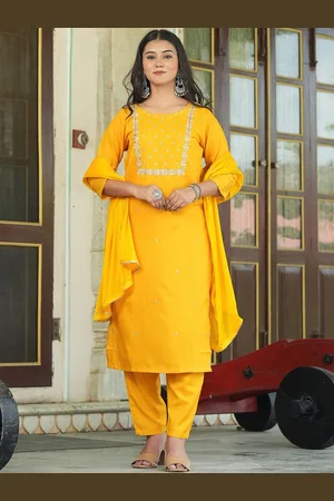 Navlik Women Ethnic Motifs Embroidered Regular Beads and Stones Kurta with Trousers & With Dupatta