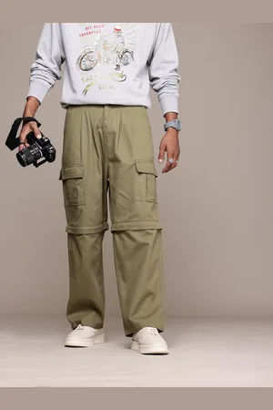 Roadster The Life Co. Men Pure Cotton Baggy Loose Fit Convertible Cargos Trousers