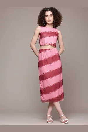 Roadster The Lifestyle Co. Mesh Fabric Striped Co-ord set