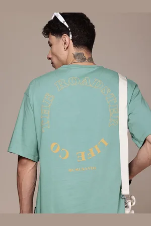 Roadster Men Typography Printed Drop-Shoulder Sleeves Relaxed Fit Pure Cotton T-shirt