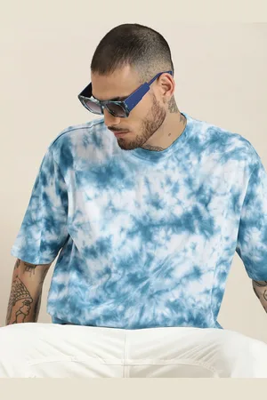 HERE&NOW Tie and Dye Dyed Drop-Shoulder Sleeves Pure Cotton T-shirt