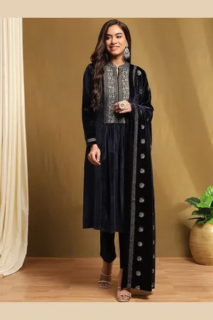 Biba Women Embroidered Regular Thread Work Kurta with Palazzos & With Dupatta