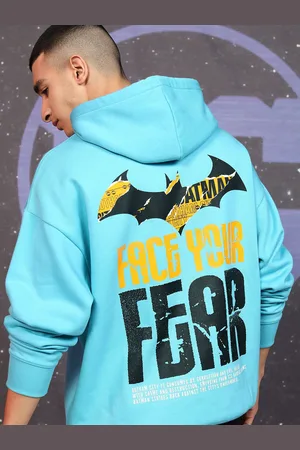 Highlander Men Warner Bros Batman Printed Hooded Oversized Pullover Sweatshirt