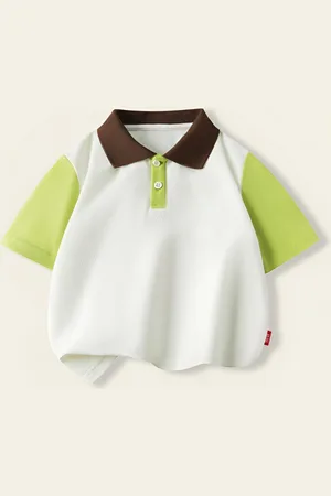 LULU & SKY Boys Colourblocked Polo Collar Cotton T-shirt