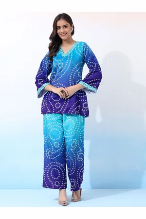 Bani Women Bani Winter V-Neck Printed Velvet Tunic With Palazzo