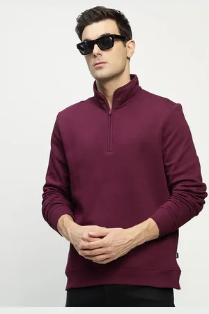HANCOCK Men Mock Collar Anti Odour Fleece Pullover Casual Sweatshirt