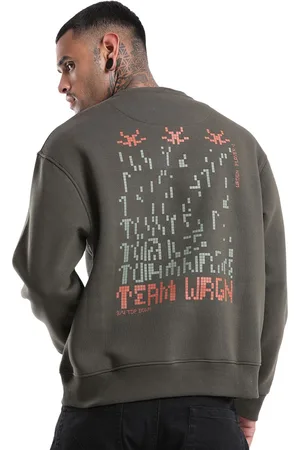 WROGN Men Cotton Alphanumeric Printed Round Neck Sweatshirt