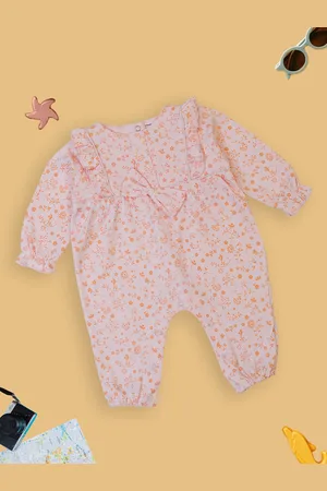MeeMee Infant Girls Floral Printed Cotton Rompers