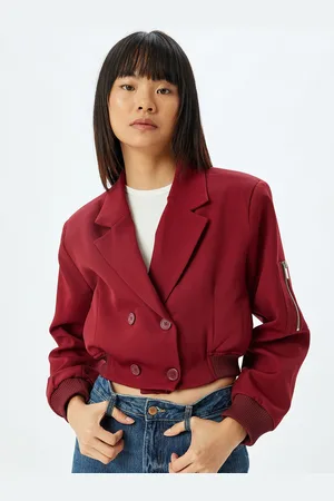 Koton Women Lapel Collar Crop Woven Jacket