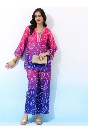 Bani Women Bani Winter V-Neck Printed Velvet Tunic With Palazzo