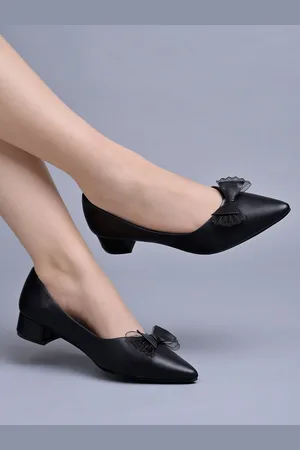 Shoetopia Women Bows Block Heel Pumps