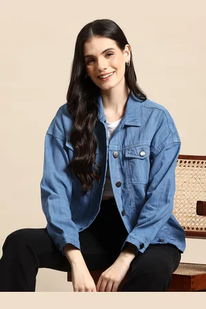 Mast & Harbour Solid Pure Cotton Denim Jacket