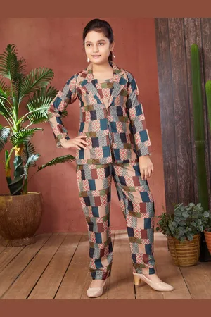 BAESD Girls Printed Pure Cotton Top & Trousers With Jacket