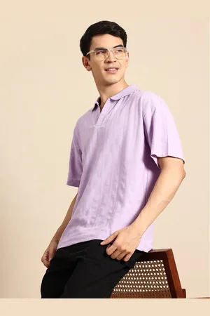 Mast & Harbour Men Polo Collar Self Striped T-shirt