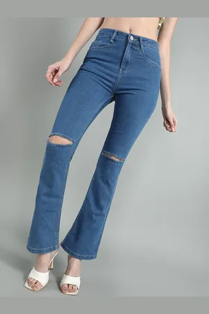 Guti Women Bootcut High-Rise No Fade Slash Knee Stretchable Jeans