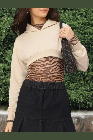DressBerry Streetwear Knits Hooded Crop Sweatshirt