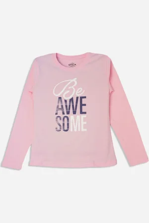 BodyCare Girls Typography Printed Applique T-shirt