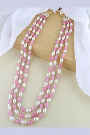 I Jewels Men Gold-Plated Stone Studded & Beaded Layered Necklace
