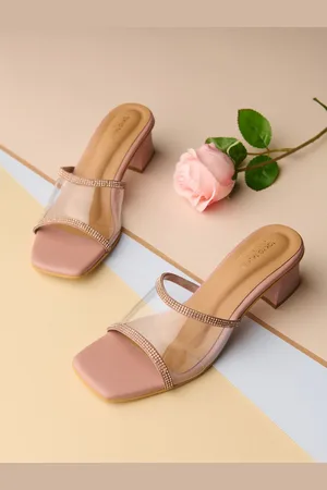 Tokyo Talkies Embellished Square Toe Block Heels