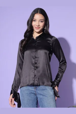 BAESD Women Classic Spread Collar Solid Slim Fit Casual Shirt