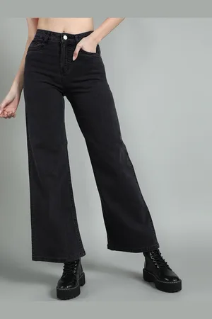 Guti Women Cotton Wide Leg High-Rise Stretchable Jeans