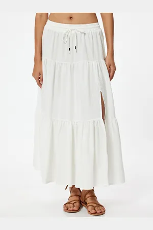 Koton Women Cotton Flared Maxi Skirts
