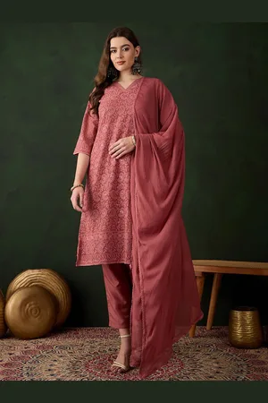 Sangria Women Embroidered Kurta Trouser With Dupatta