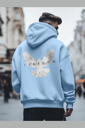 NOBERO Men Oversized Back Print Hooded Sweatshirts