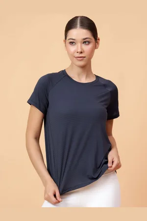 Fitkin Women Self Stripe Round Neck Tshirt