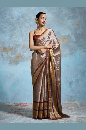 Dressfolk Tissue Chanderi Saree With Blouse Piece