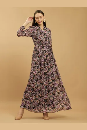 BEATNIK Purple Floral Print Maxi Dress