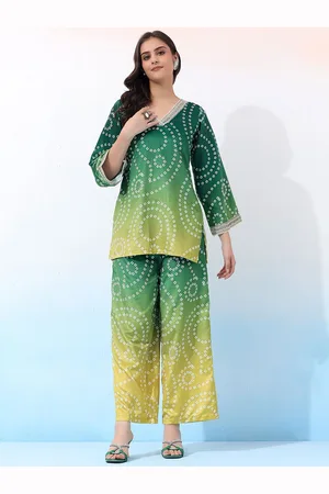 Bani Women Bani Winter V-Neck Embellished Velvet Tunic With Palazzos