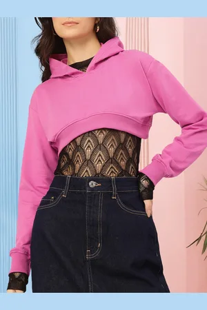 DressBerry Barbiecore Hooded Crop Sweatshirt