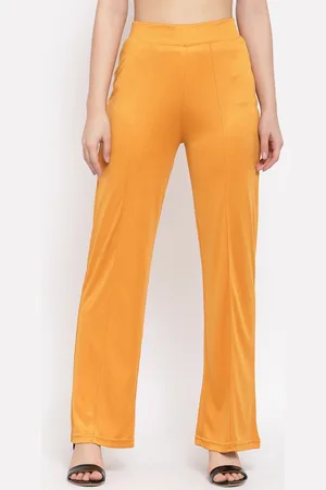 KOTTY Women Yellow Flared High-Rise Parallel Trousers